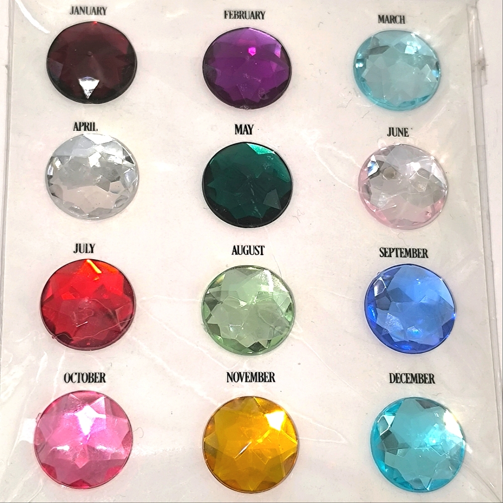 Set Of Twelve Birthstones Crystals Stickers DIY